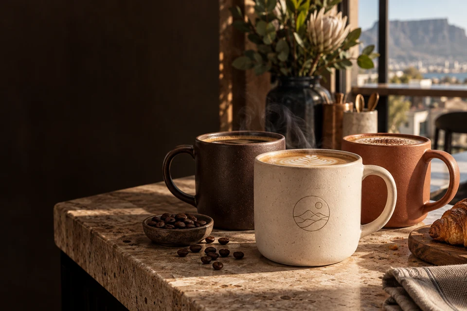 Coffee mugs in use